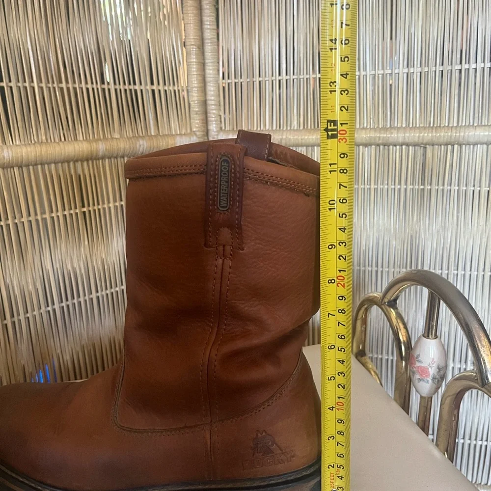 Rocky Men's Brown Leather Pull-On Work Boots